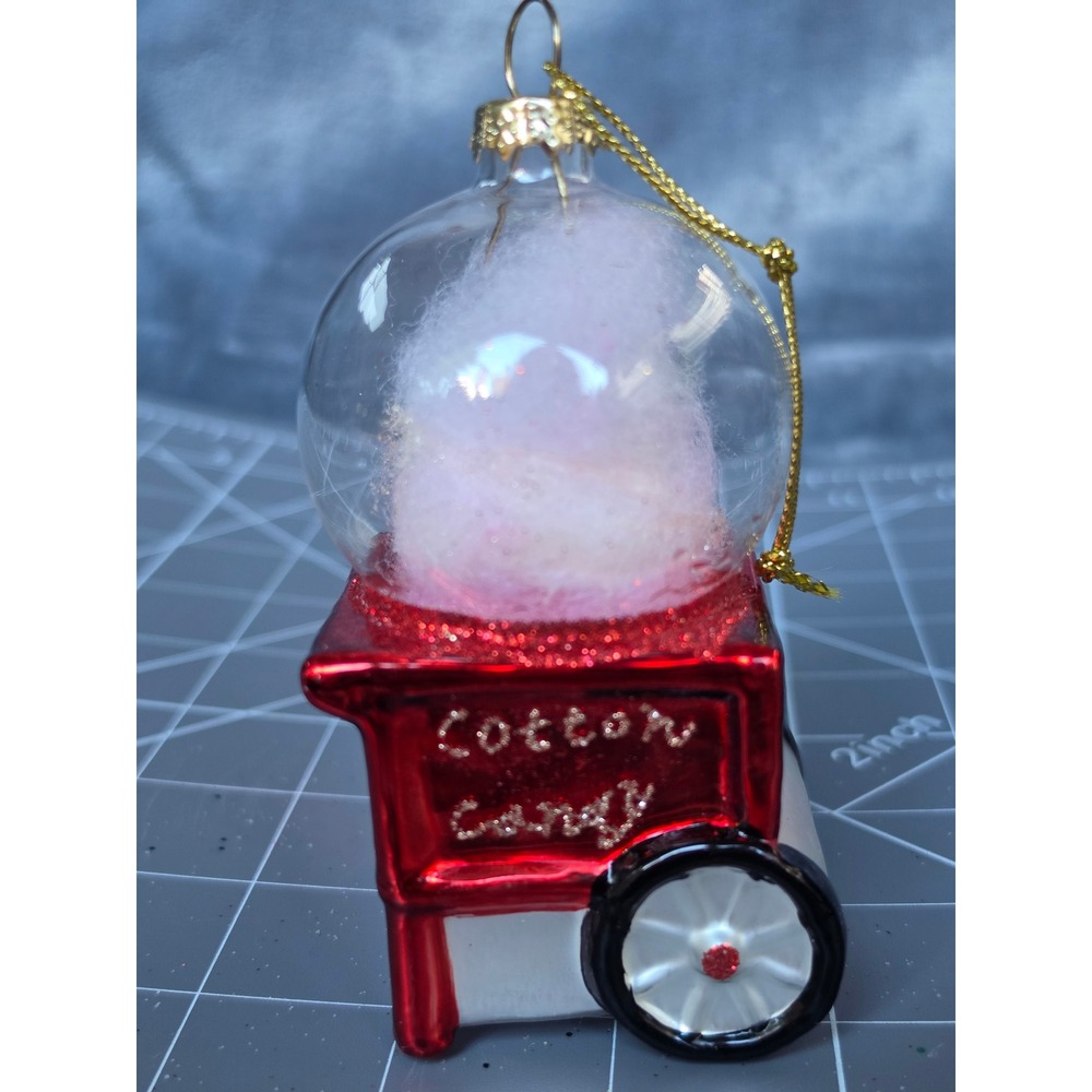 Robert Stanley Glass Cotton Candy Cart Christmas Ornament Carnival Foodie Decor